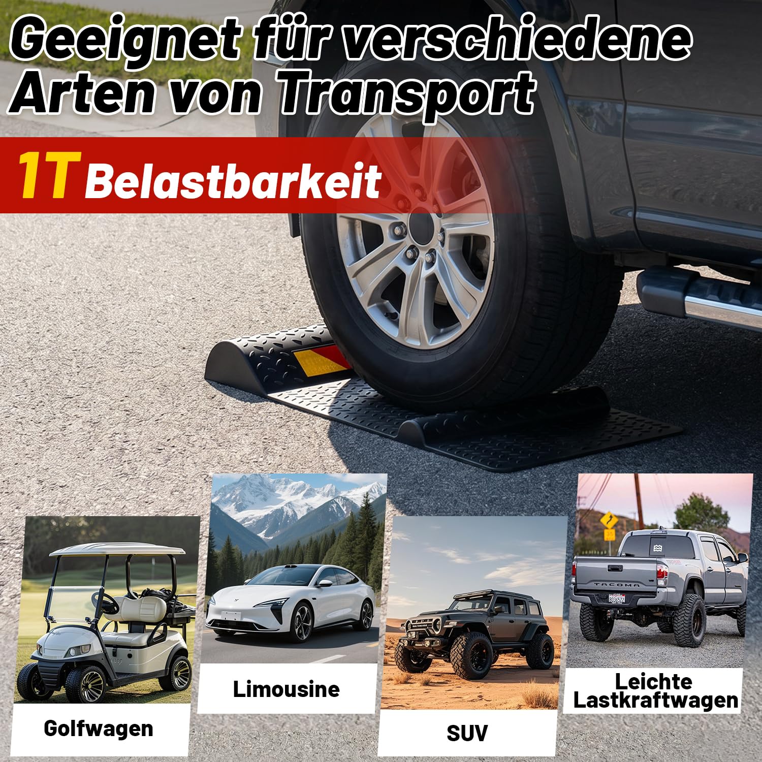 Lospitch Auto Parkmatten 2er Set 53 cm Radstopper für Garage und Stellplatz