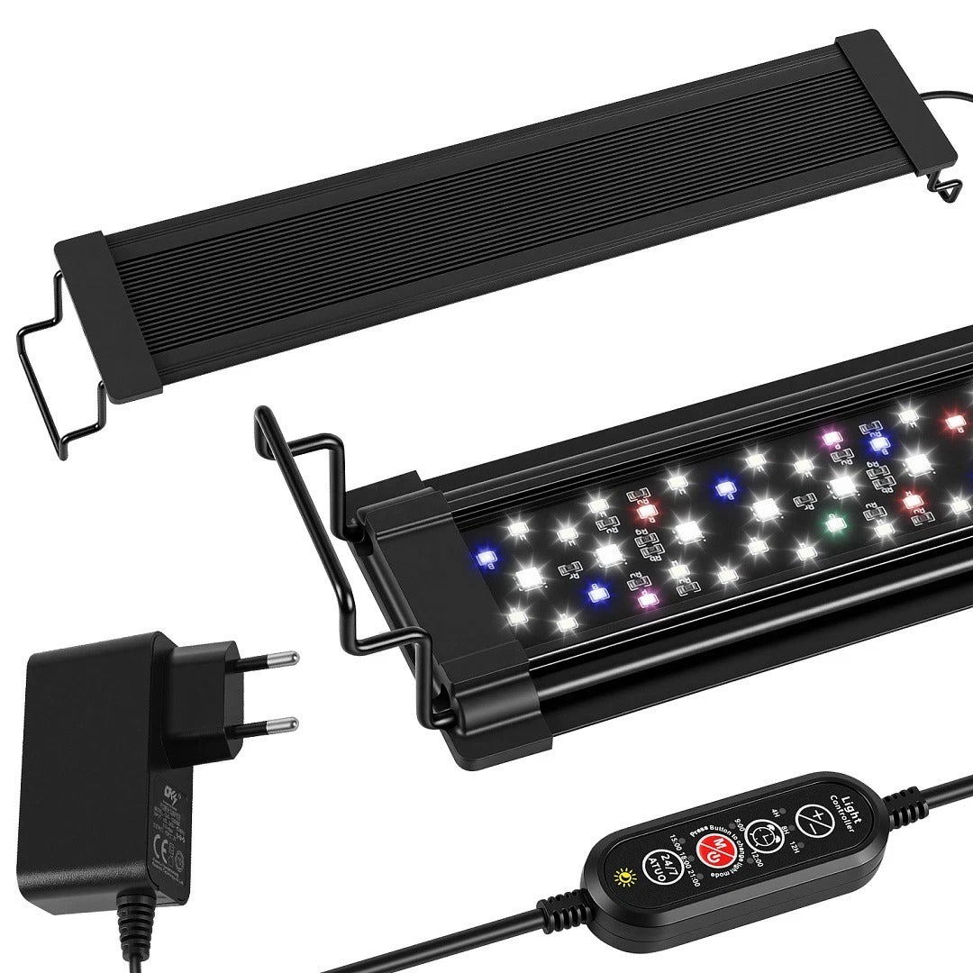Lospitch LED Aquarienbeleuchtung 12–36W mit 4/8/12H Timer IP66 für 30–120 cm Becken