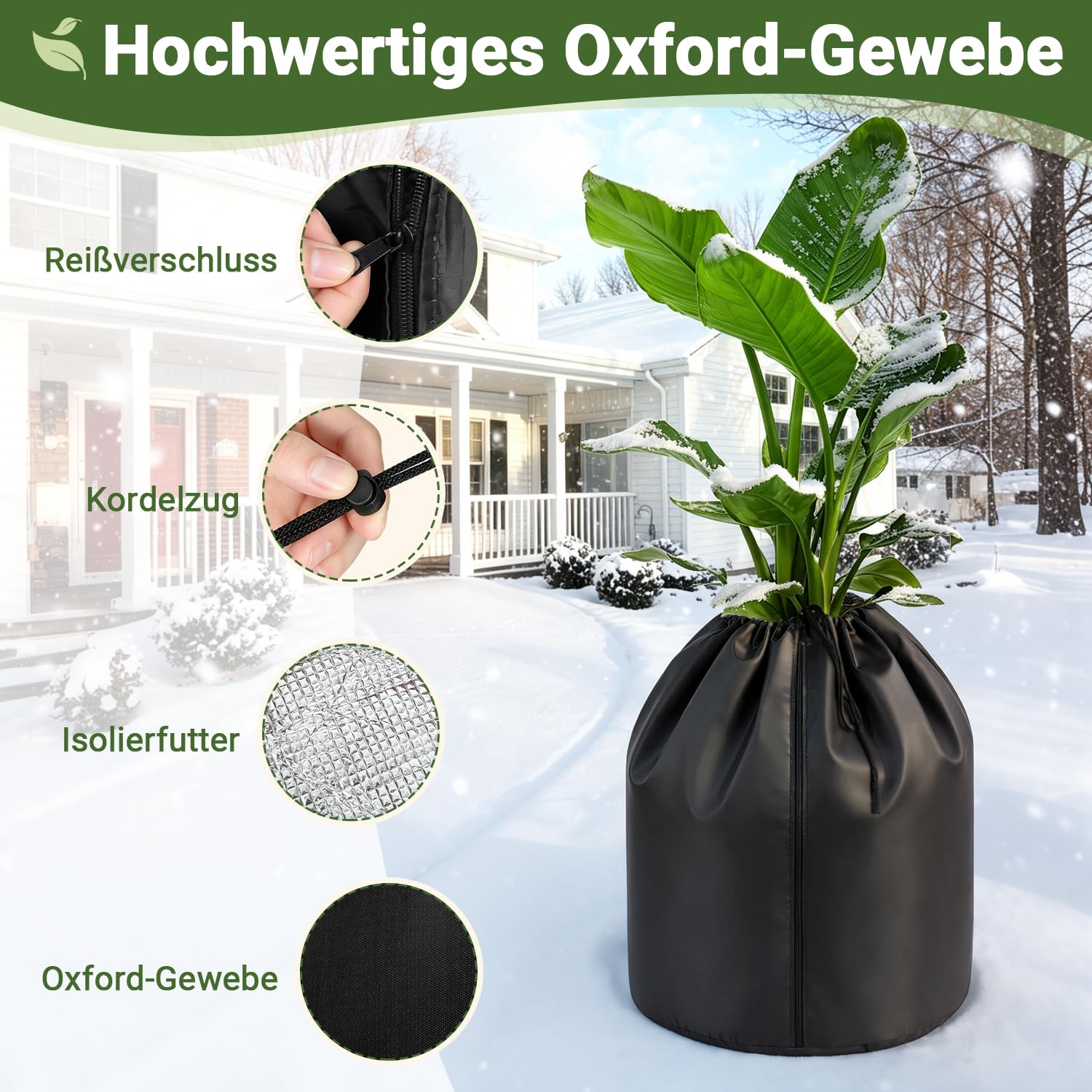 Lospitch Winterschutz für Pflanzkübel Ø45/65 cm 2er Set mit Reißverschluss