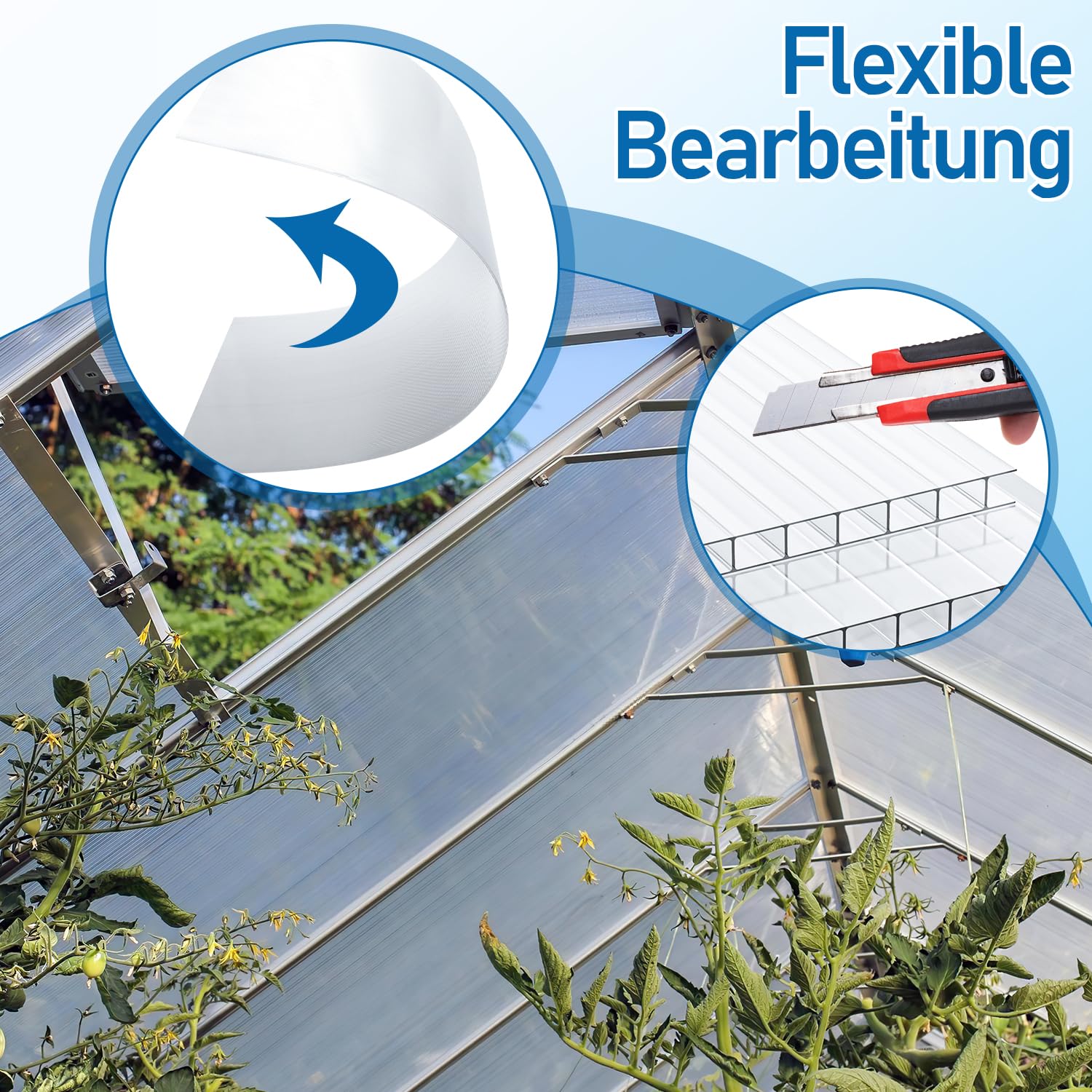 Lospitch Polycarbonatplatten 4 mm 14 Stück 10,25 m² für Gewächshaus