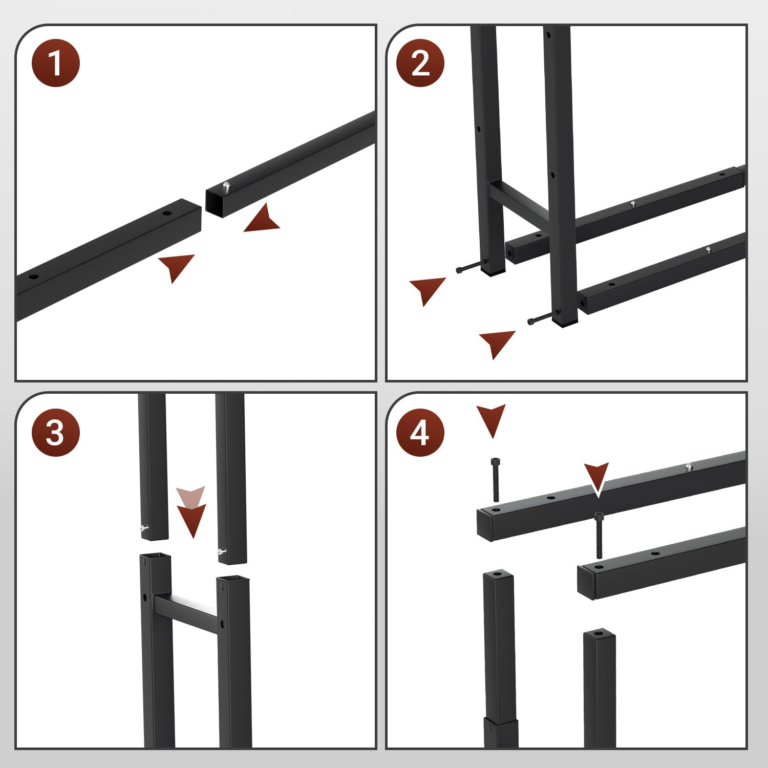 Lospitch Brennholzregal 9-fach verstellbar mit 4 Haken für Kaminholz