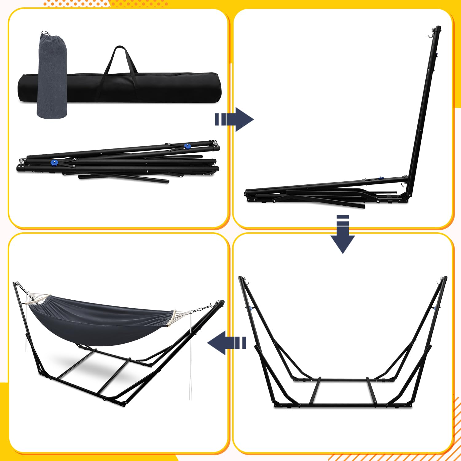Lospitch klappbare Hängematte mit Metallgestell für Garten und Camping
