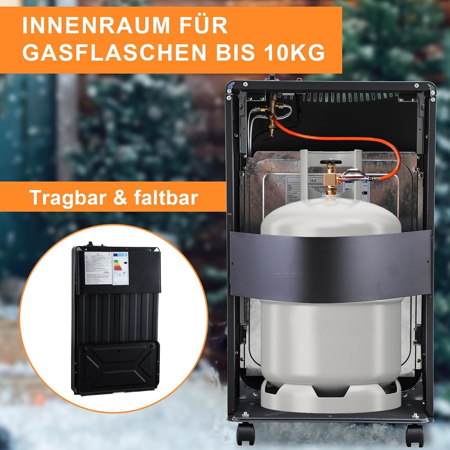 Lospitch Gasheizer 4200W mit Elektroheizung 1260W für Propan Butan bis 15 kg