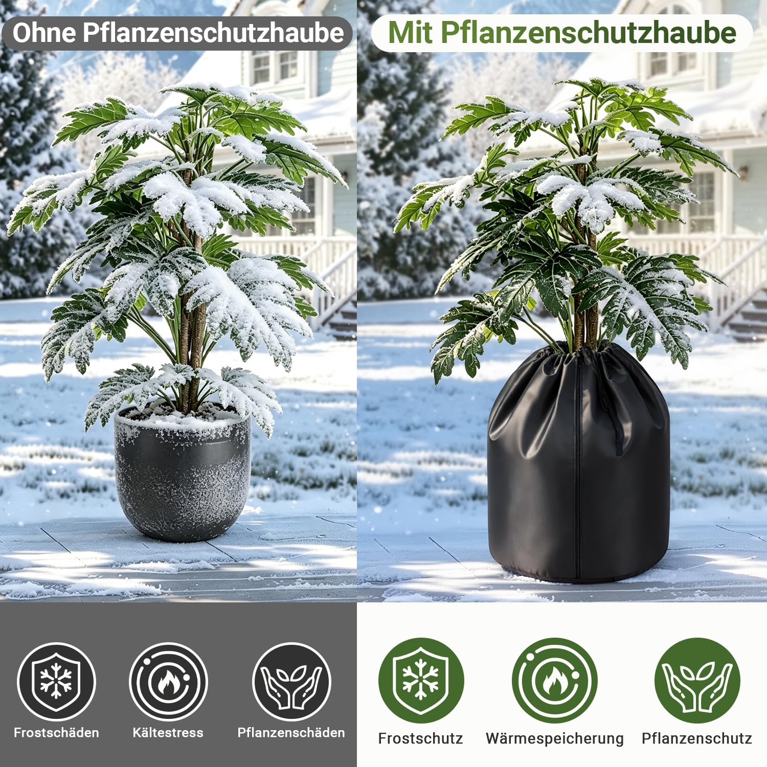 Lospitch Winterschutz für Pflanzkübel Ø45/65 cm 2er Set mit Reißverschluss