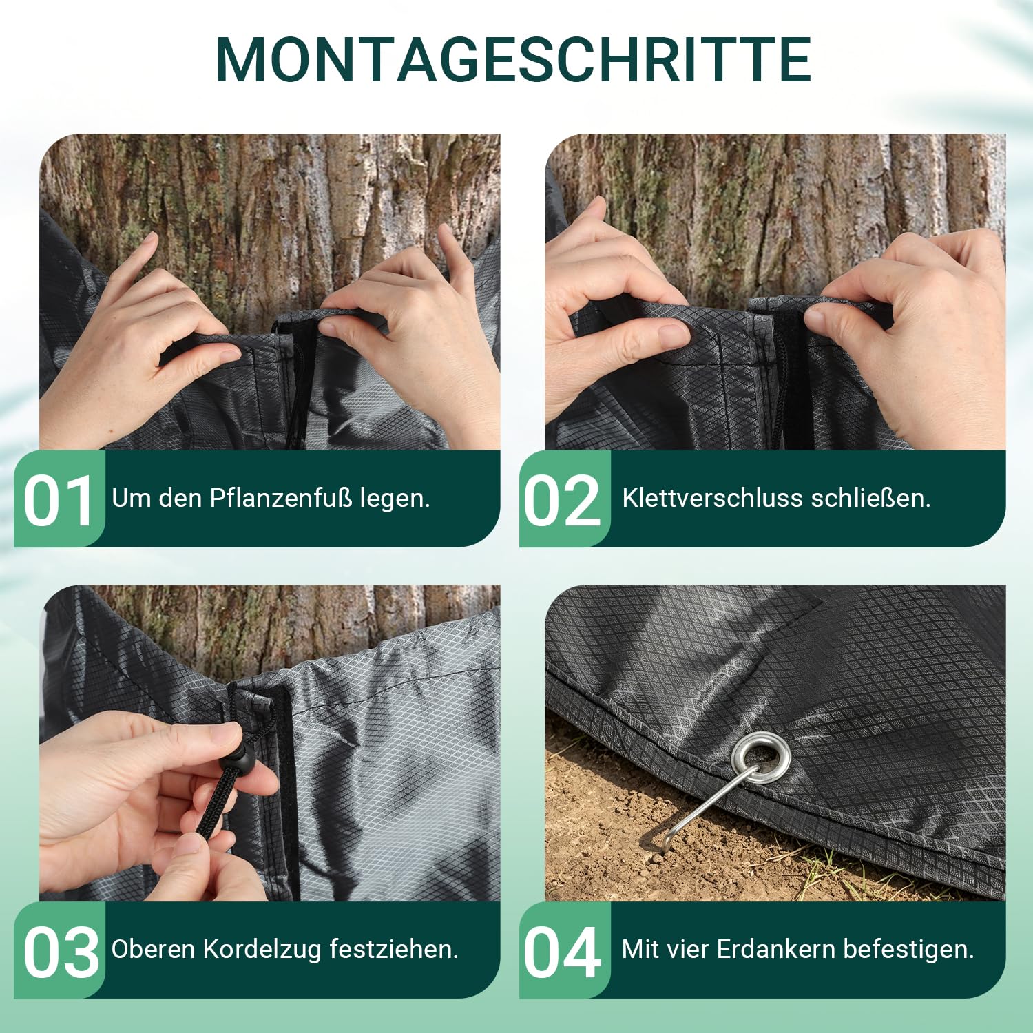 Lospitch Palmen Winterschutz Ø100 cm 2er Set mit Alufolie und Erdnägeln