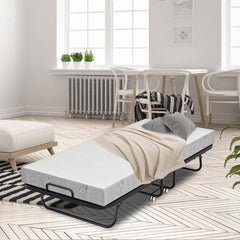 Lospitch Klappbett 90 x 200 cm mit 13 cm Schaumstoffmatratze Metallrahmen Rollen bis 200 kg