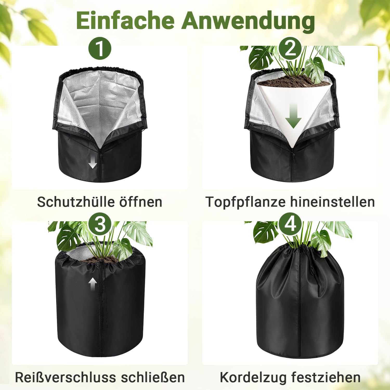 Lospitch Winterschutz für Pflanzkübel Ø45/65 cm 2er Set mit Reißverschluss
