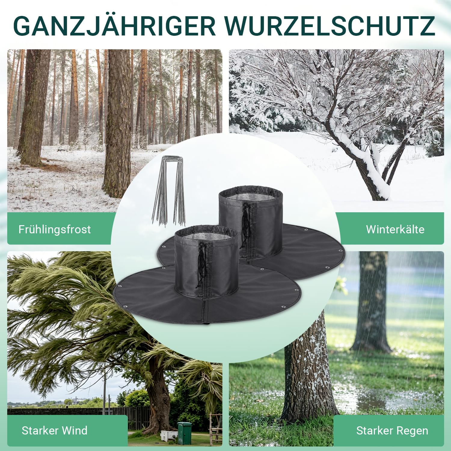 Lospitch Palmen Winterschutz Ø100 cm 2er Set mit Alufolie und Erdnägeln