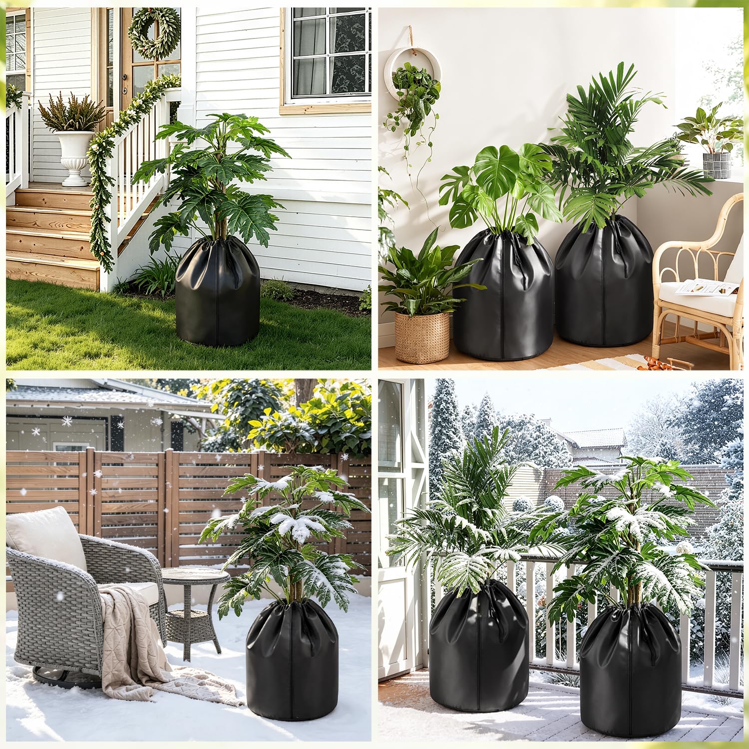 Lospitch Winterschutz für Pflanzkübel Ø45/65 cm 2er Set mit Reißverschluss