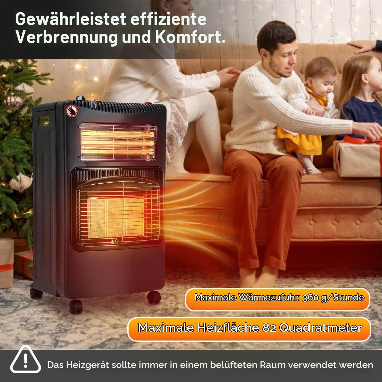Lospitch Gasofen 4200W mit Elektroheizung 1260W für Propan Butan 8–15 kg