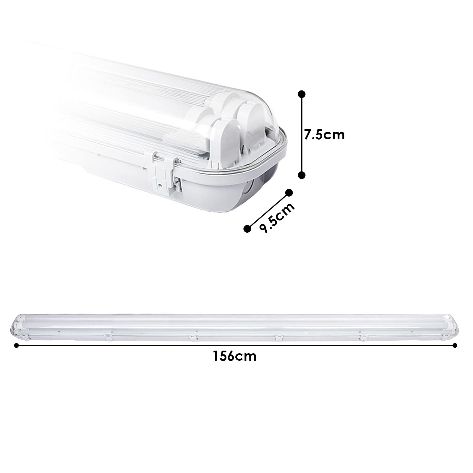 Lospitch T8 LED Feuchtraumleuchte 120/150 cm IP65 für Werkstatt und Keller