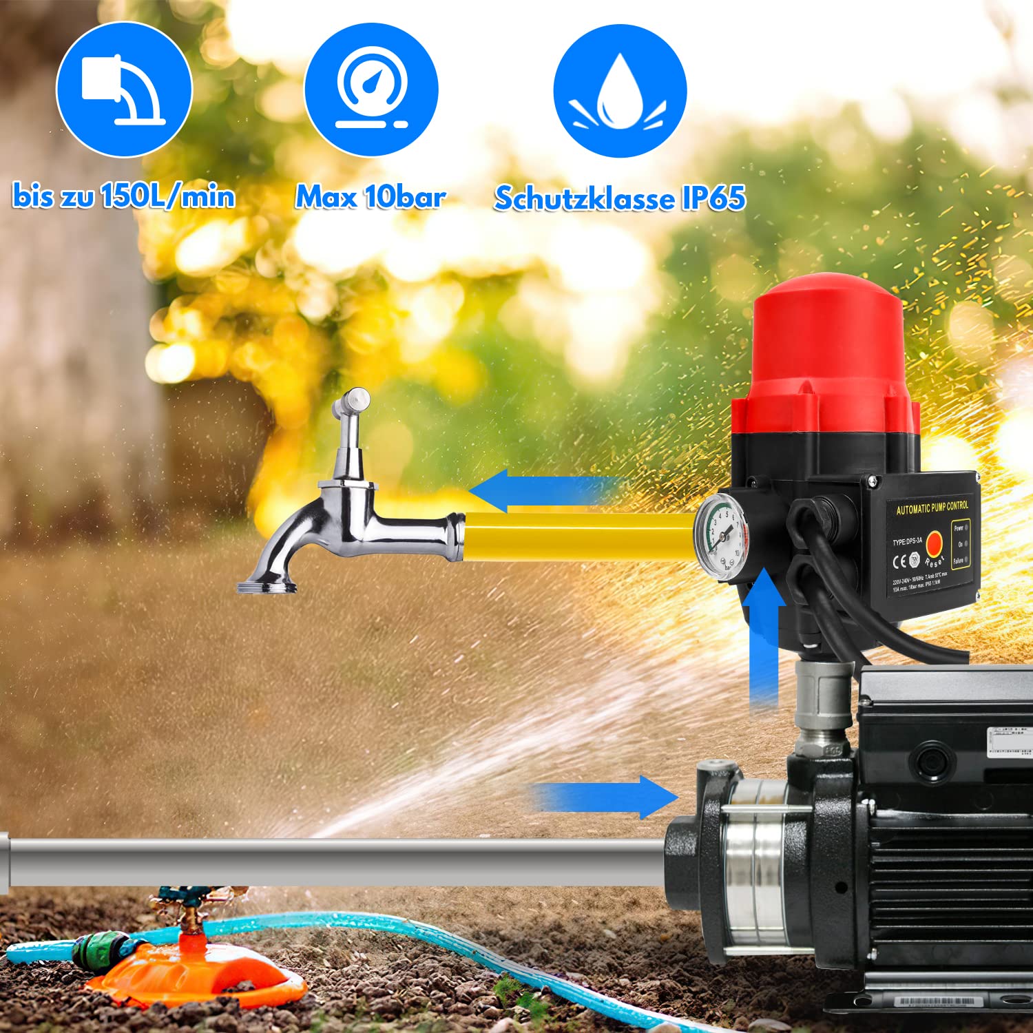 Lospitch 10 bar Wasserpumpendruck automatischer Regler