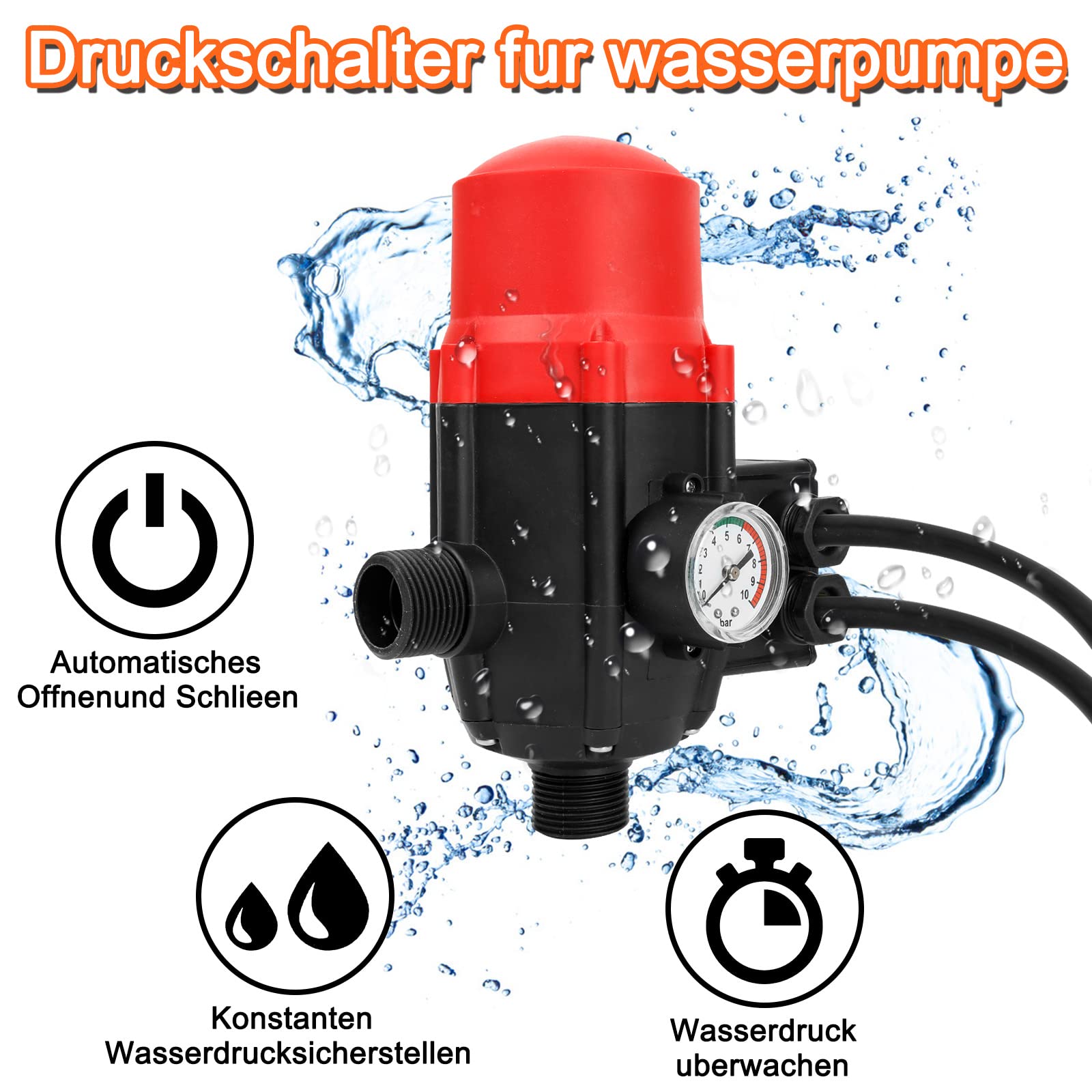 Lospitch 10 bar Wasserpumpendruck automatischer Regler