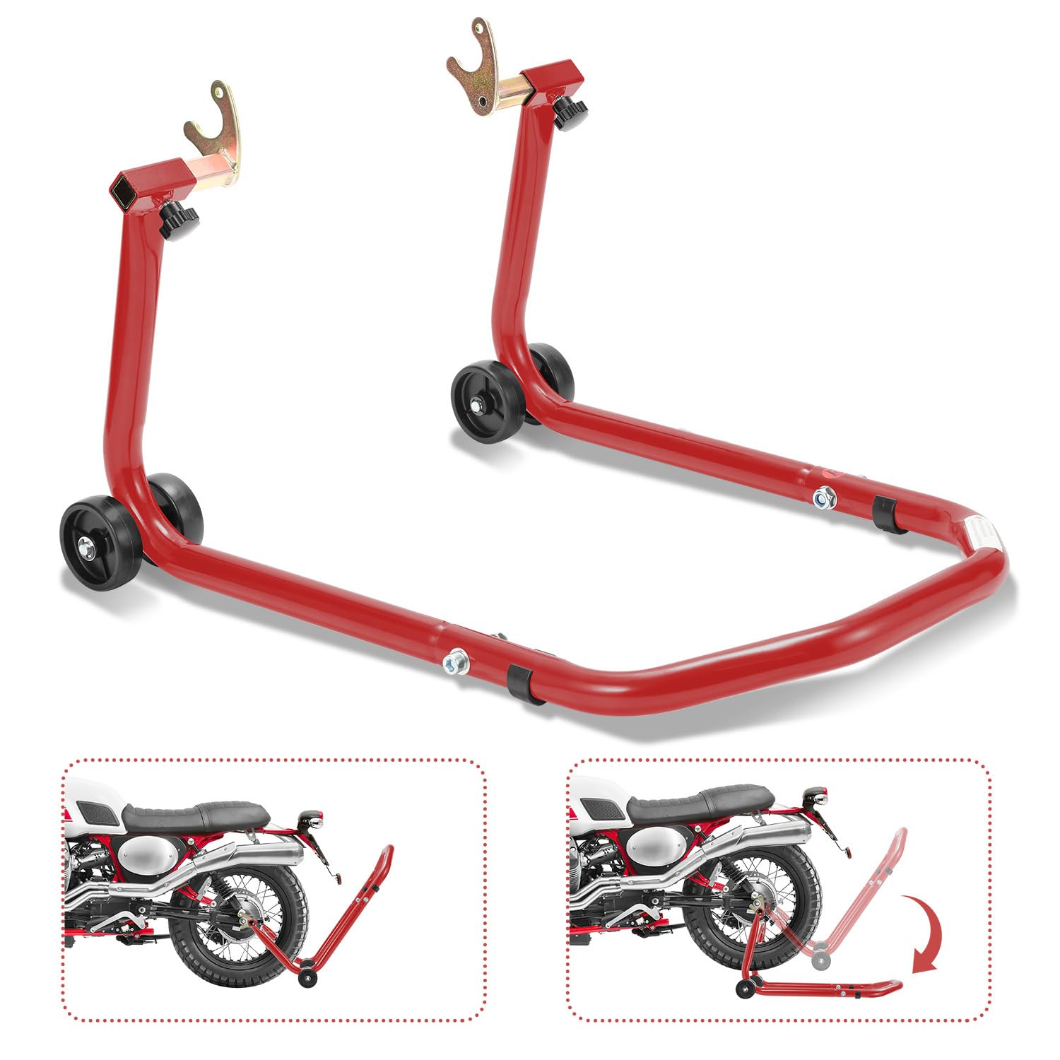 Lospitch Motorradständer Set vorne hinten 300 kg verstellbar mit Rollen