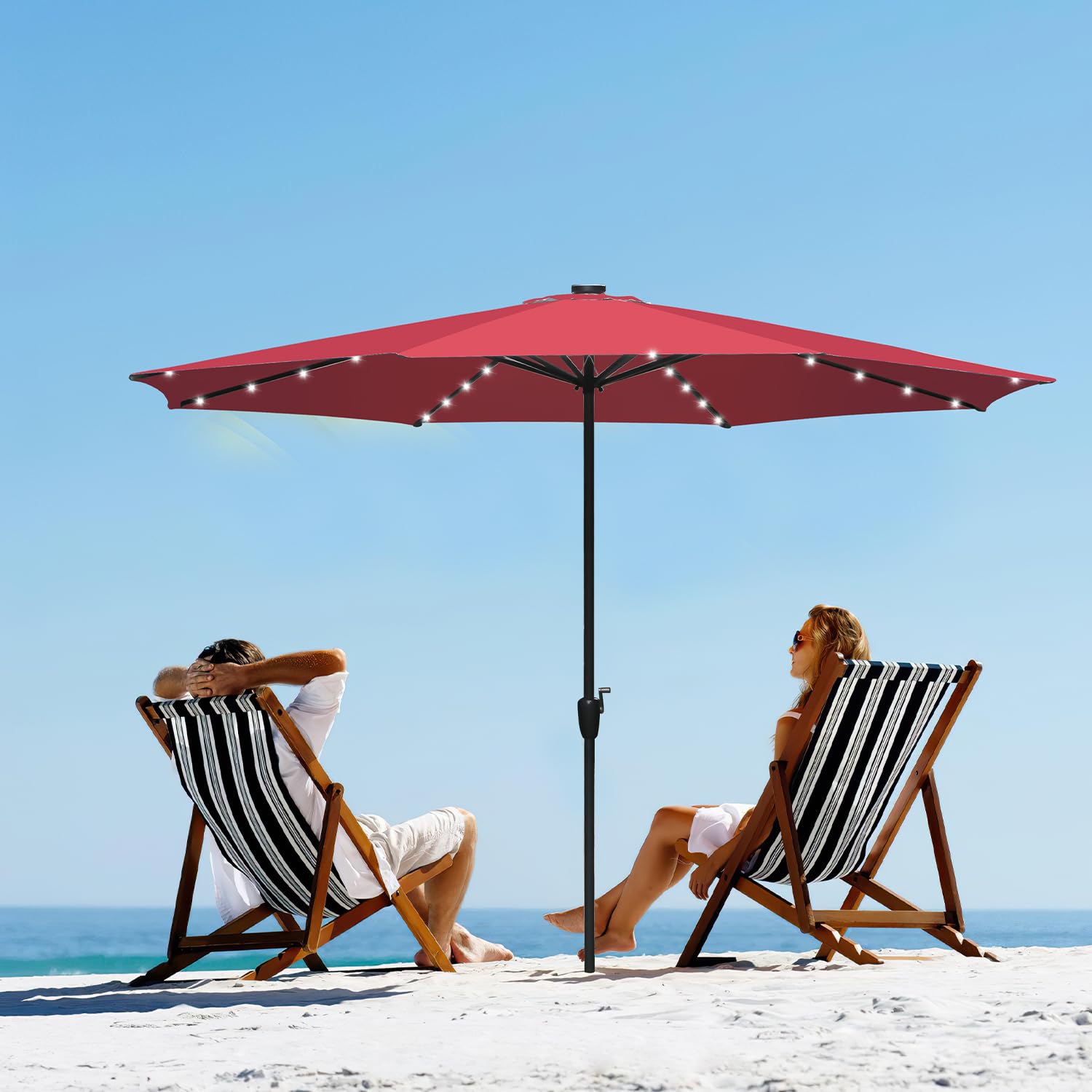 Lospitch Sonnenschirm mit Kurbel UV50+ für Terrasse und Garten