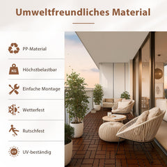 Lospitch Klickfliesen Kunststoff 30x30 cm für Balkon Terrasse Pool