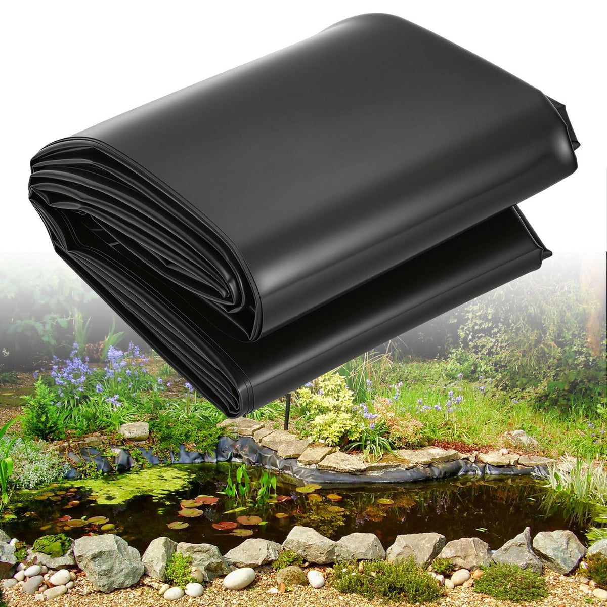 Lospitch Teichfolie HDPE Schwarz für Gartenteich und Wasserspeicher
