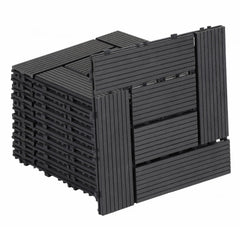 Lospitch WPC Terrassenfliesen 30x30cm Holzoptik Klicksystem für Balkon Terrasse