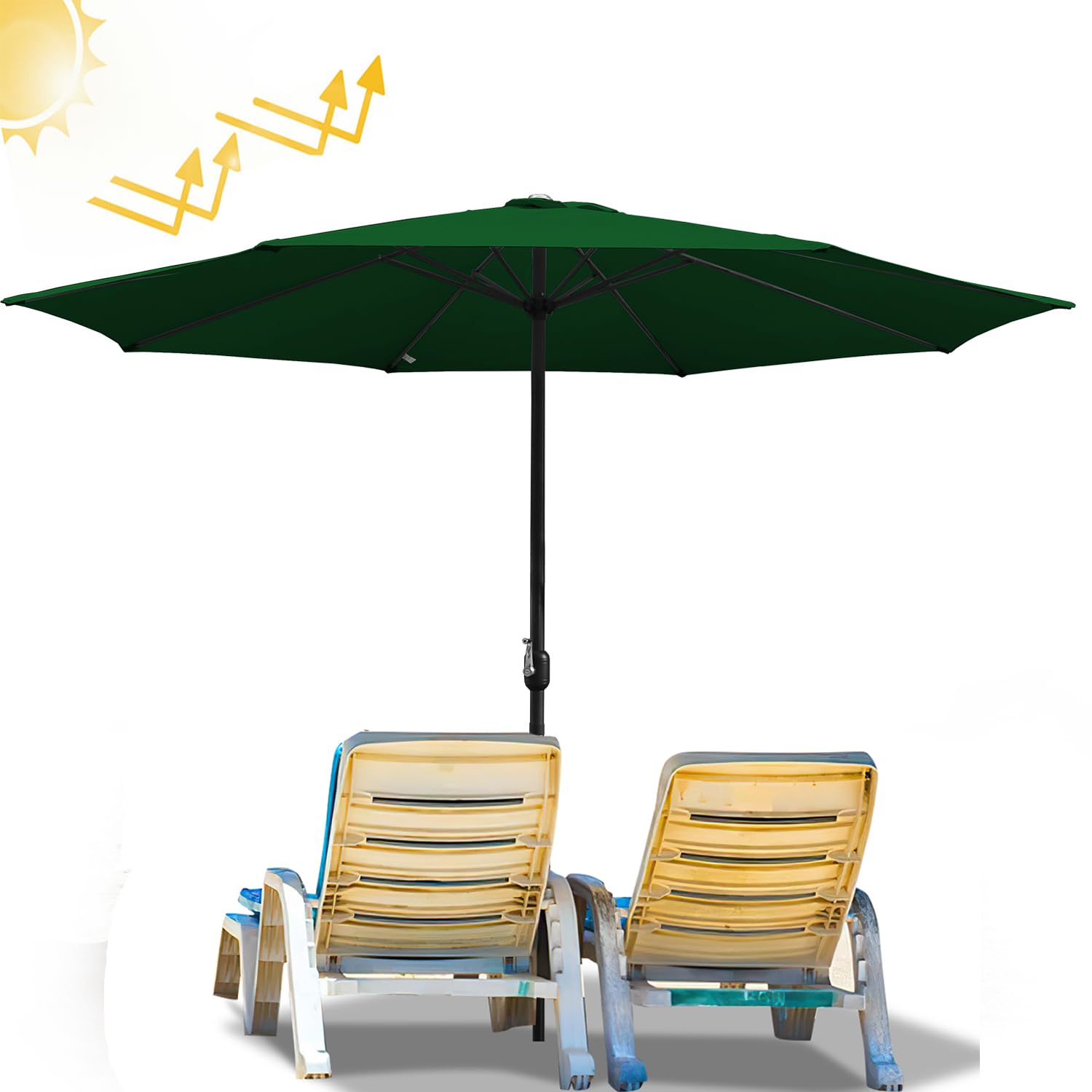 Lospitch Sonnenschirm mit Kurbel UV50+ für Terrasse und Garten