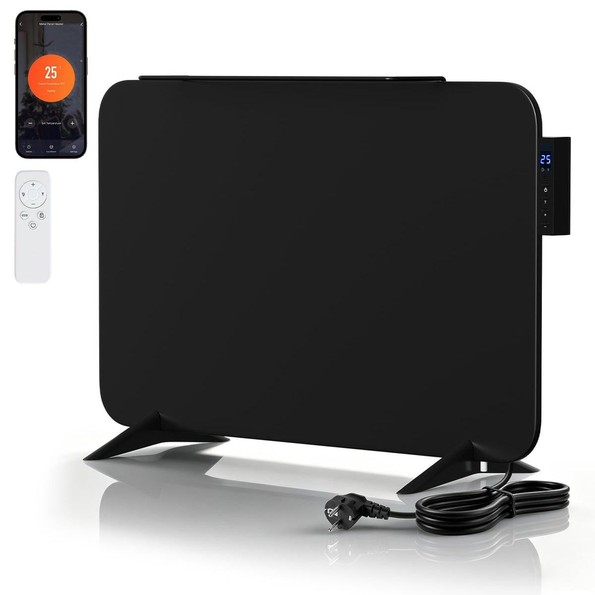 Lospitch Infrarotheizung 450/800W mit WLAN App Thermostat und Handtuchhalter