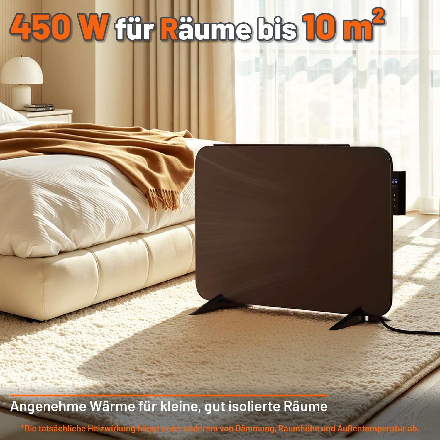 Lospitch Infrarotheizung 450/800W mit WLAN App Thermostat und Handtuchhalter