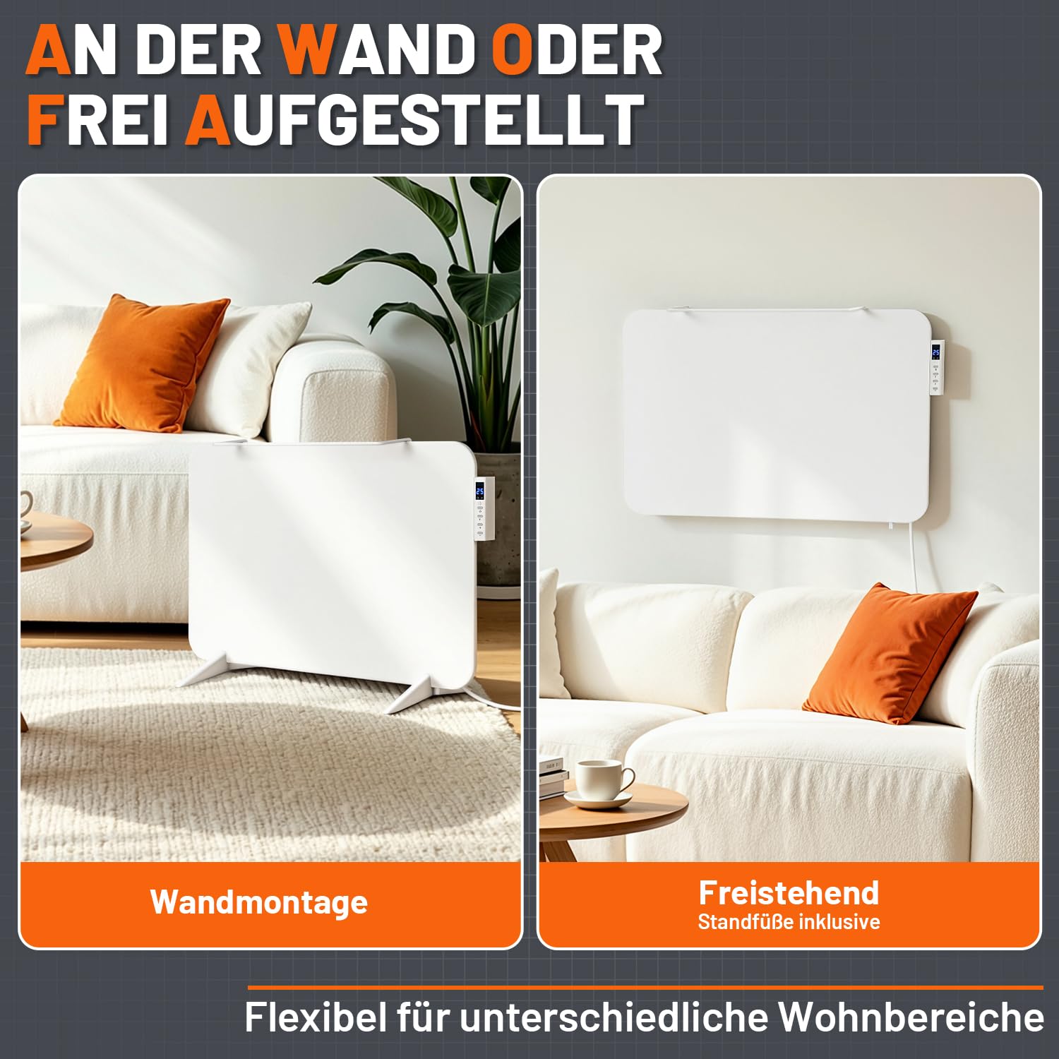 Lospitch Infrarotheizung 450/800W mit WLAN App Thermostat und Handtuchhalter