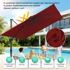 Lospitch Ampelschirm 3x3m 360° drehbar UV50+ für Garten und Terrasse