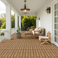 Lospitch WPC Balkonfliesen 30x60 cm Teak Klicksystem für Terrasse und Garten