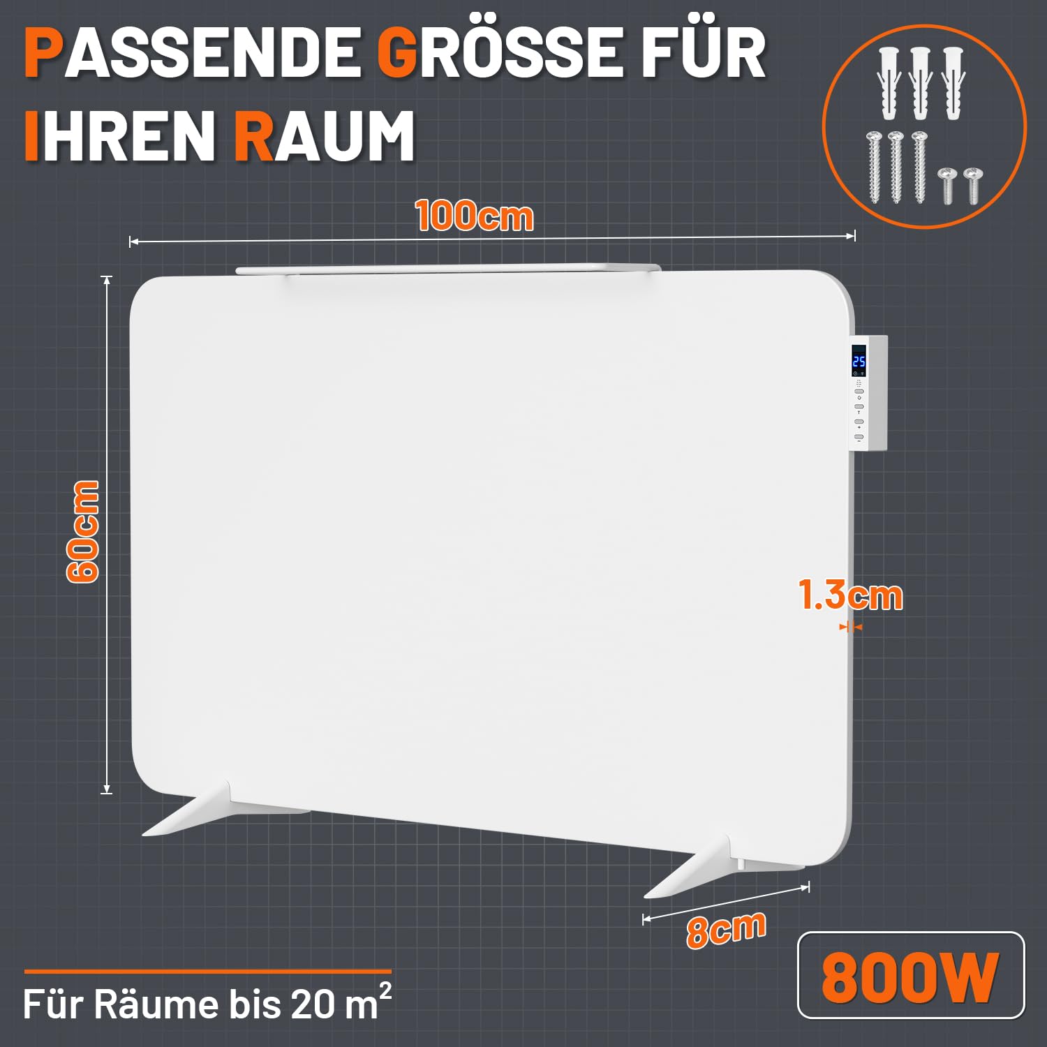 Lospitch Infrarotheizung 450/800W mit WLAN App Thermostat und Handtuchhalter