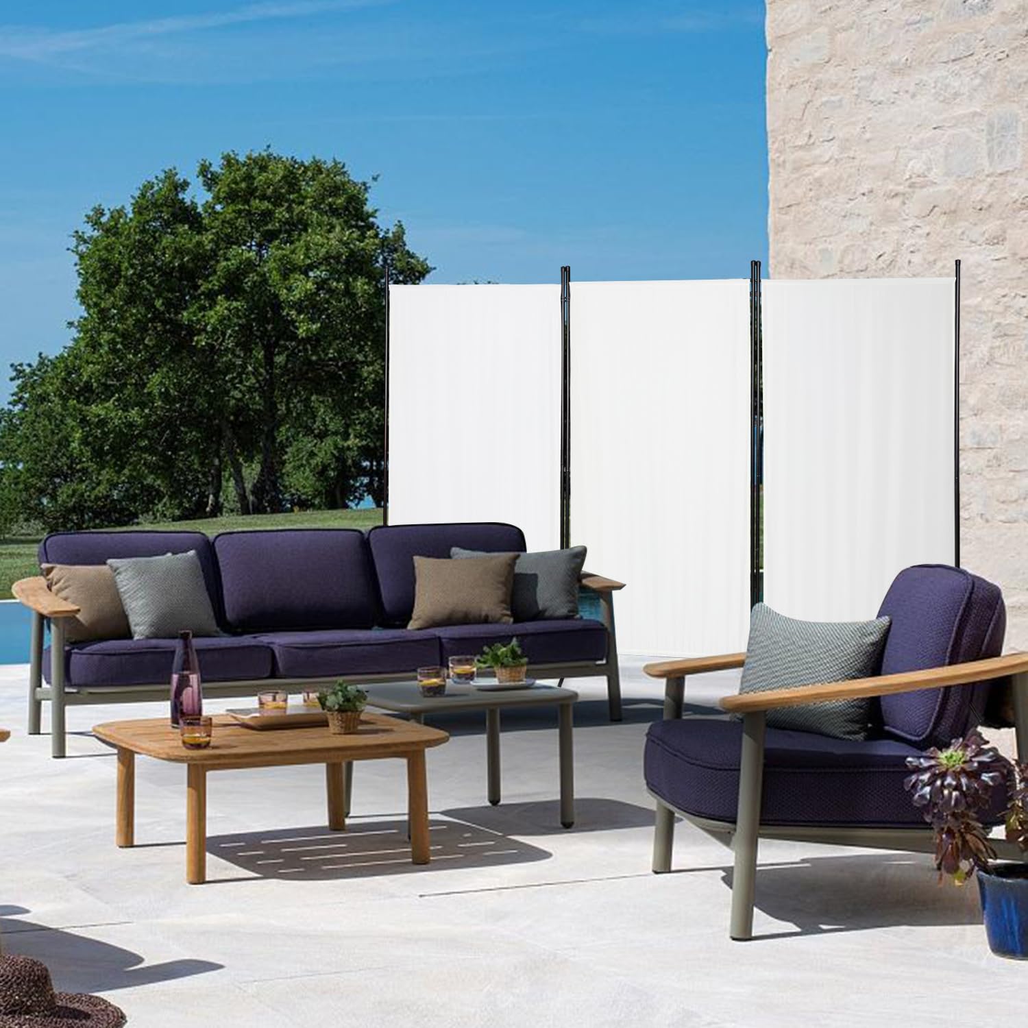 Lospitch Garten Sichtschutz Paravent Faltwand Freistehend für Pool Terrasse Balkon