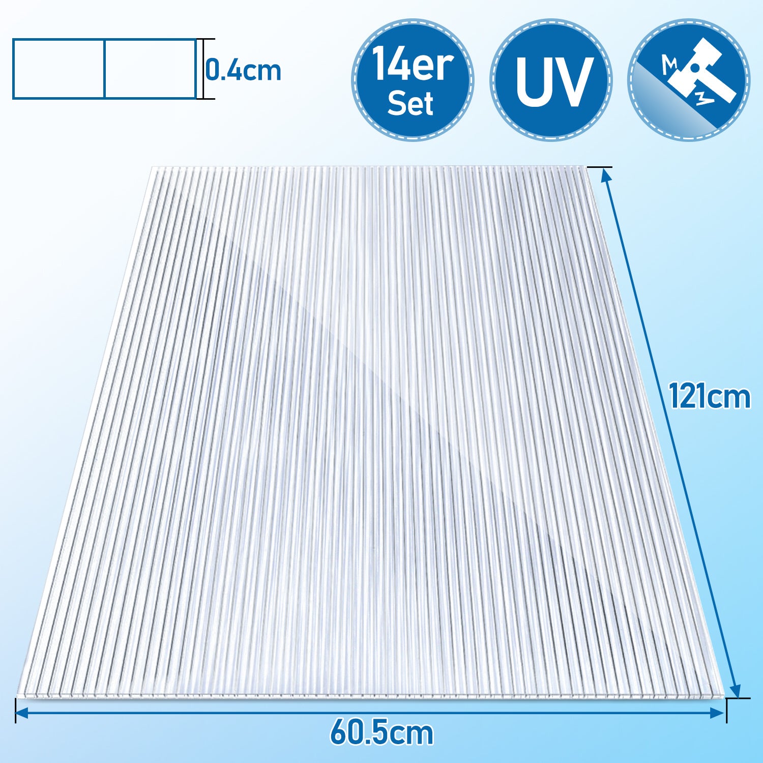 Lospitch Doppelstegplatten Gewächshausplatten 4mm 14 Stück