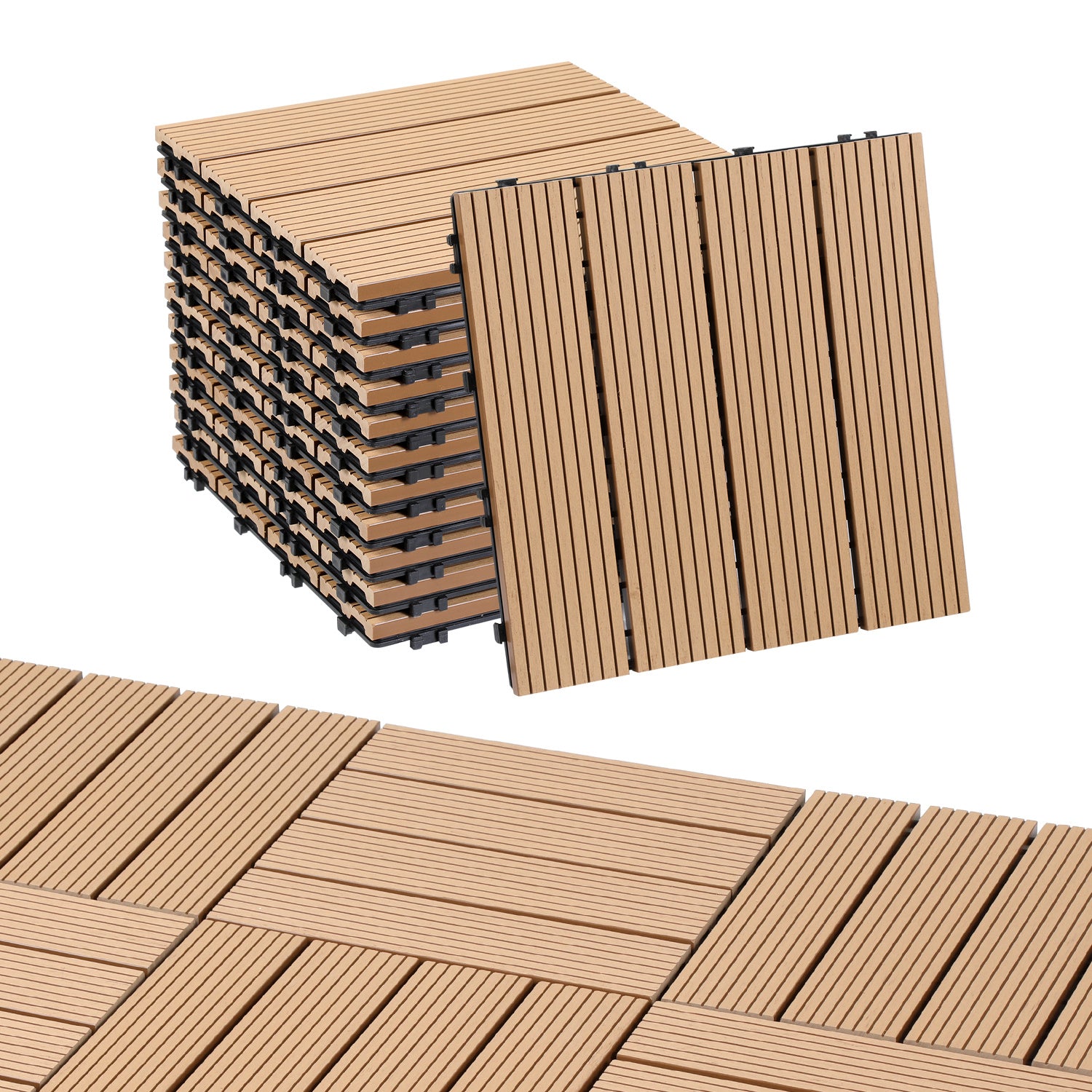 Lospitch WPC Terrassenfliesen 30 x 30 cm für Balkon und Terrasse