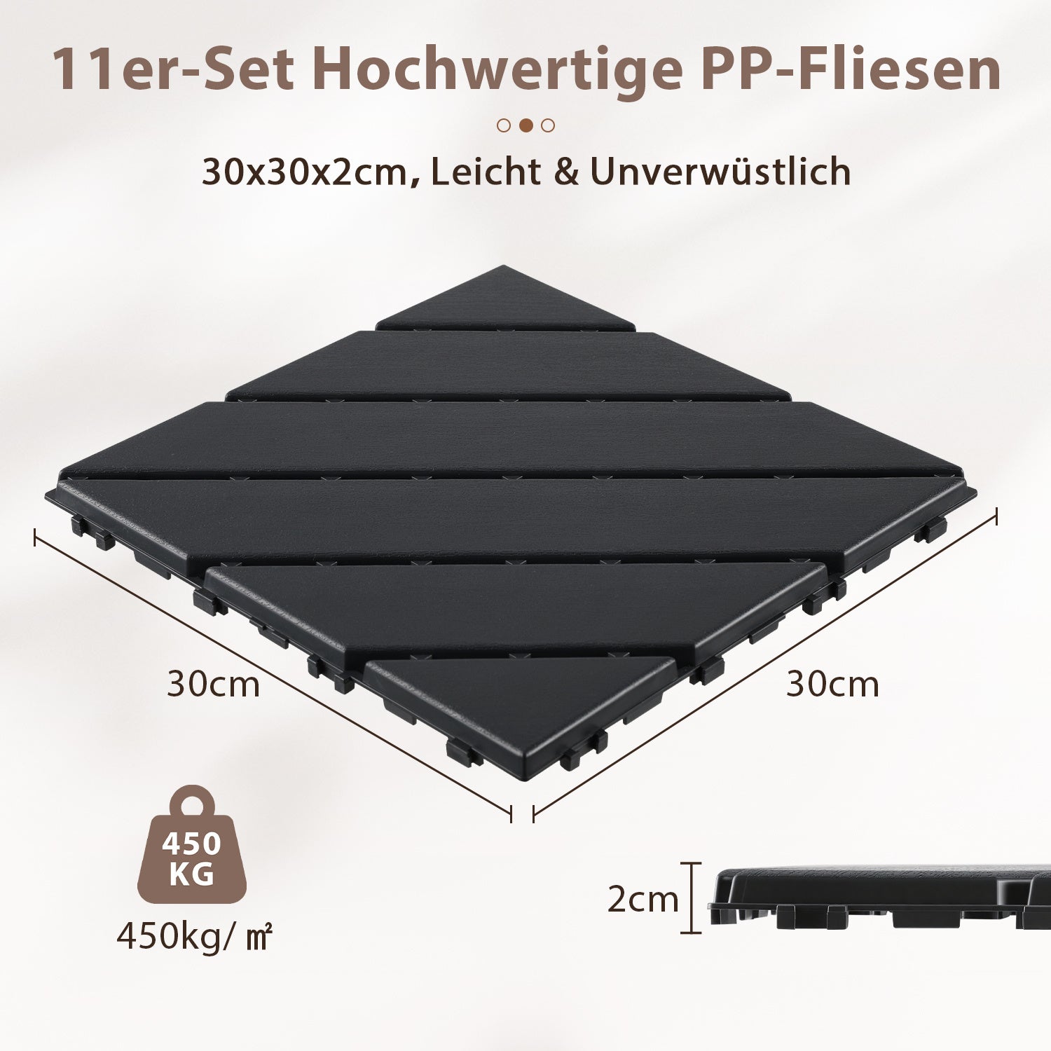 Lospitch PP Terrassenfliesen 30 x 30 cm