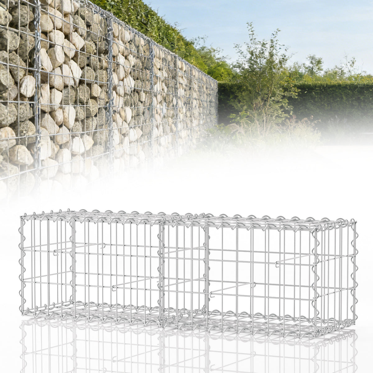 Lospitch Gabionen 100x30x30 cm verzinkt 2 Stück für Gartenmauer