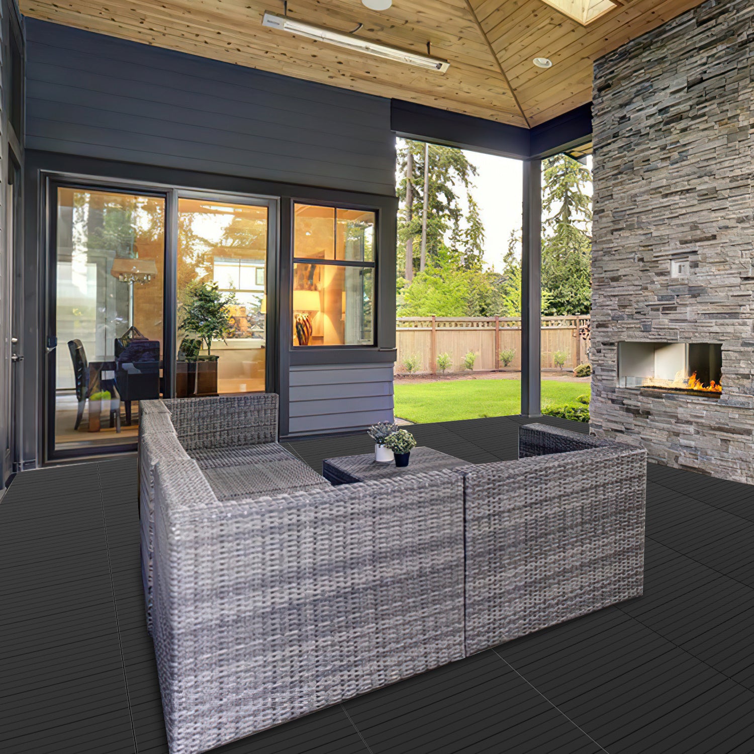 Lospitch WPC Terrassenfliesen 30 x 60 cm mit Klick-System
