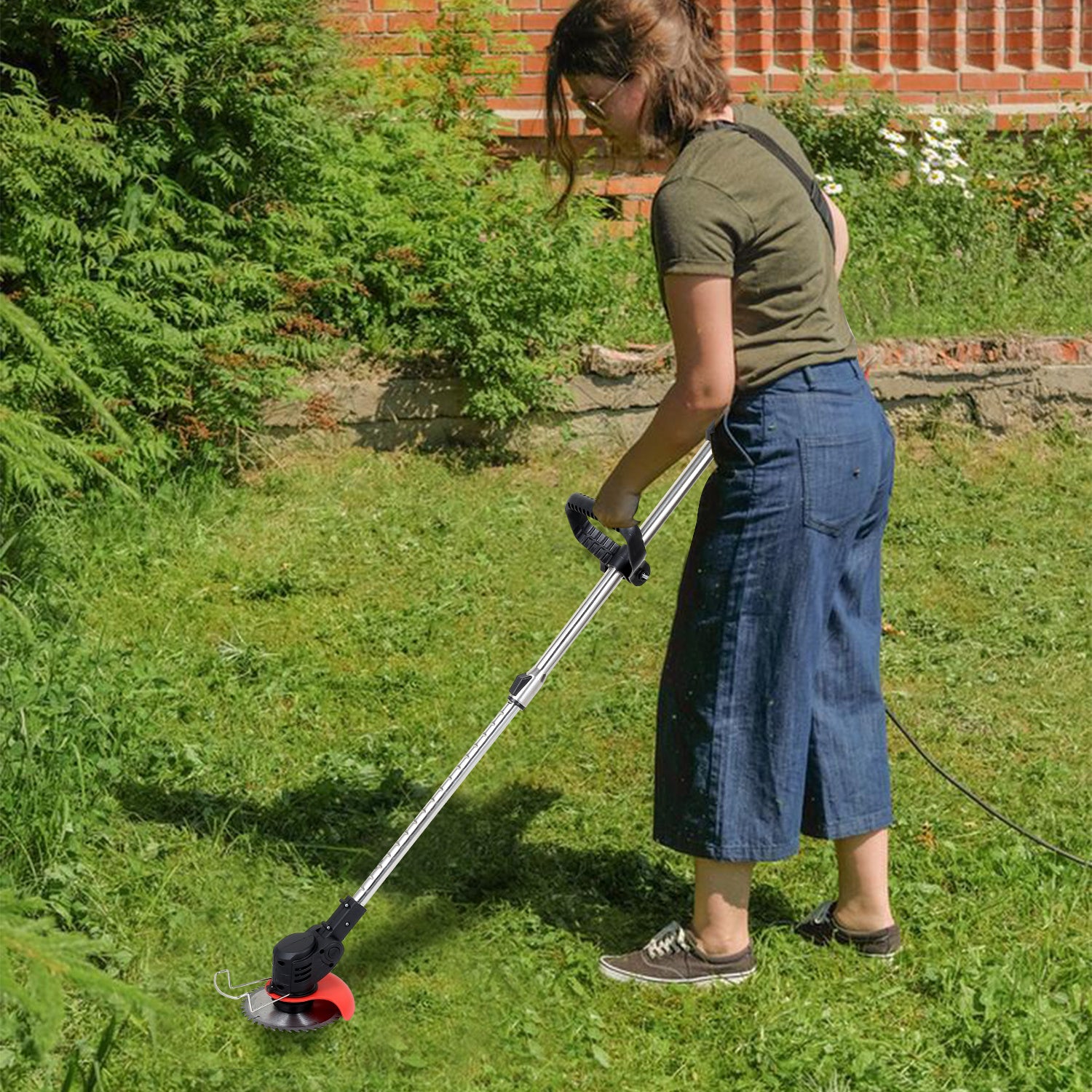 Lospitch Akku Rasentrimmer 2 in 1 mit 2 Akkus