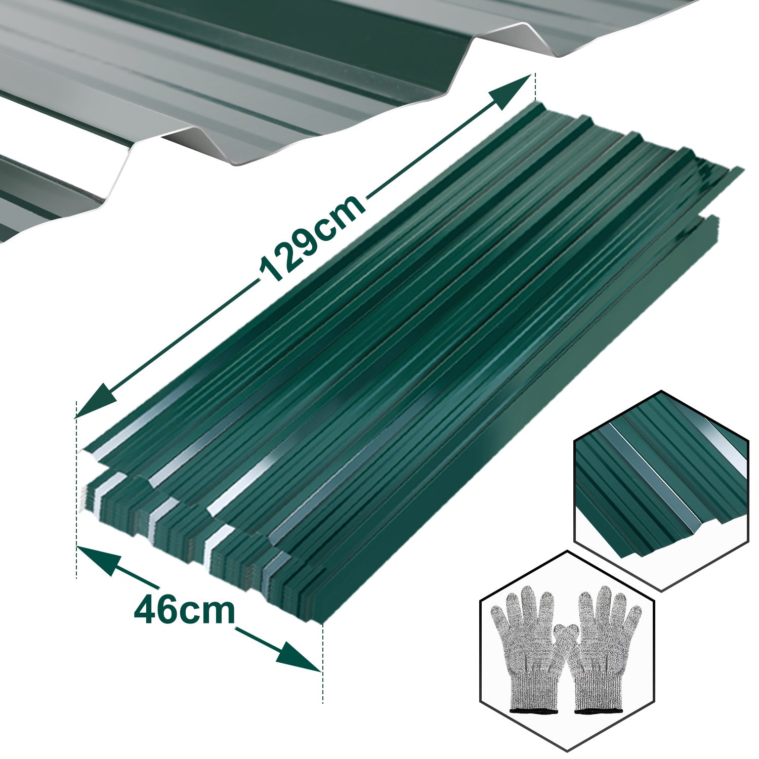 Lospitch Trapezblech Dachblech 129 x 46 cm für Gartenhaus