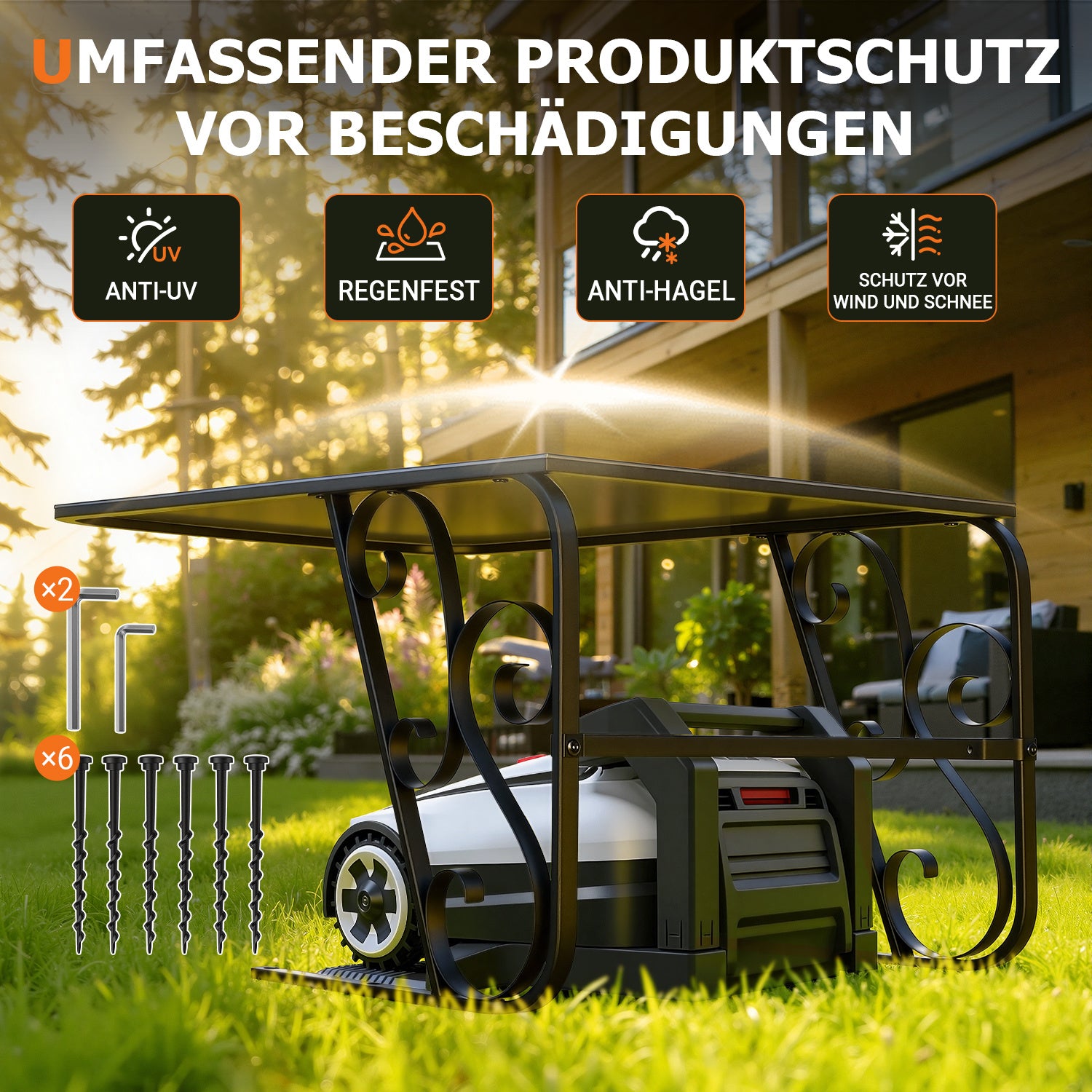 Lospitch Mähroboter Garage aus Aluminium Verbundplatte