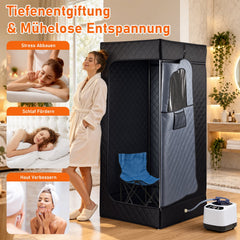 Lospitch Tragbare Dampfsauna 90 × 90 × 180 cm mit 9 Heizstufen und Fernbedienung