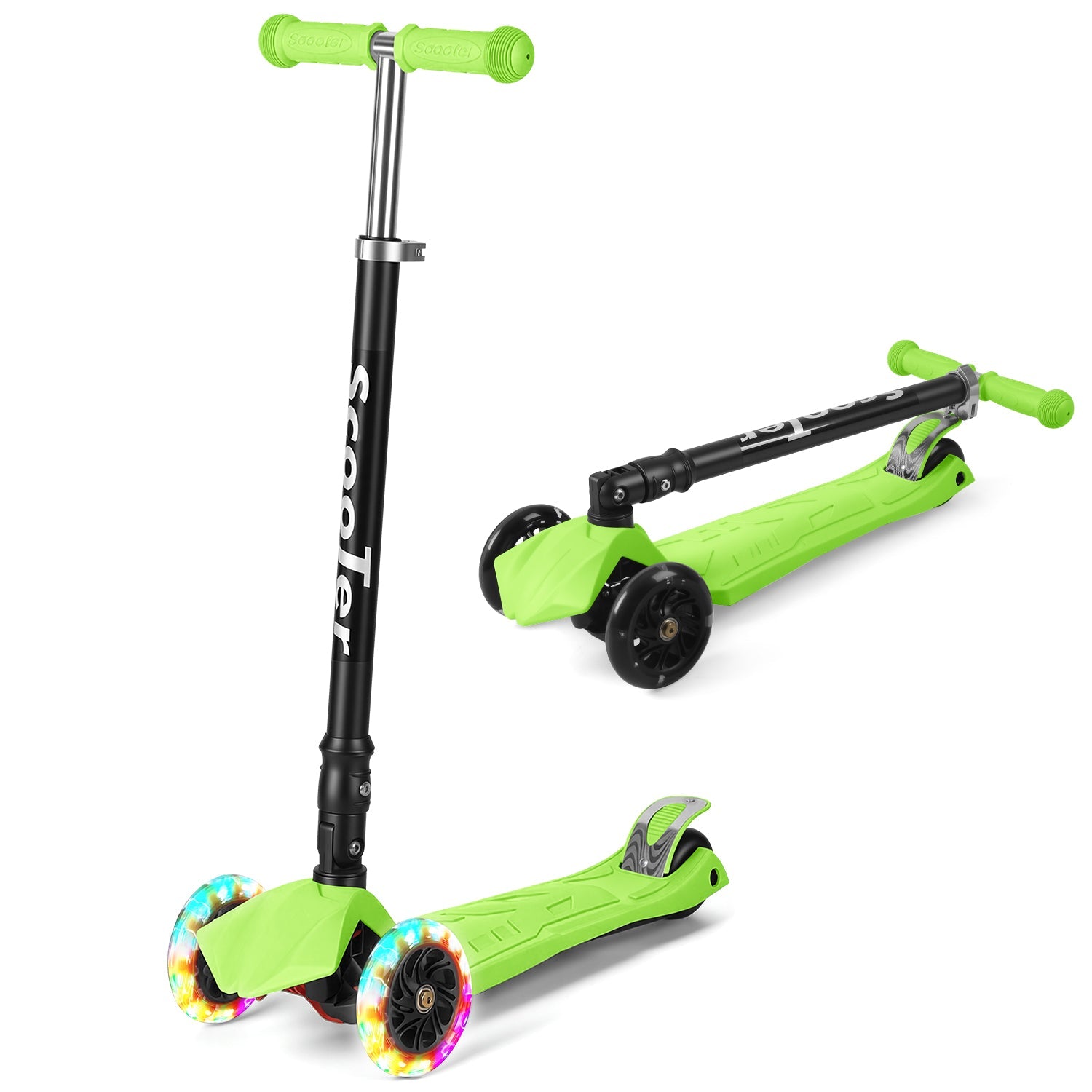 Lospitch Kinderroller Klappbar mit LED Rädern Höhenverstellbar 65 bis 82 cm