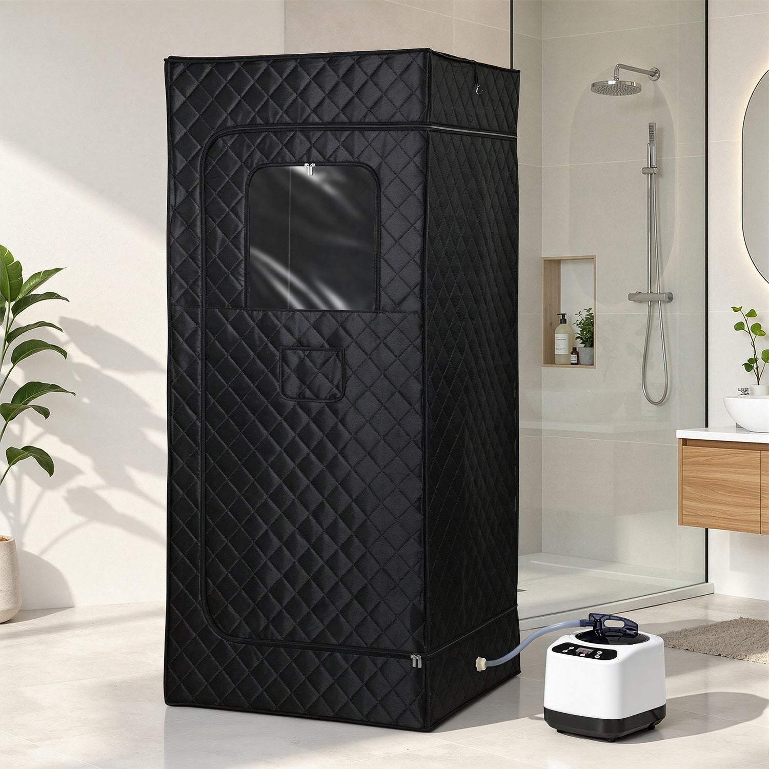 Lospitch Tragbare Dampfsauna 90 × 90 × 180 cm mit 9 Heizstufen und Fernbedienung