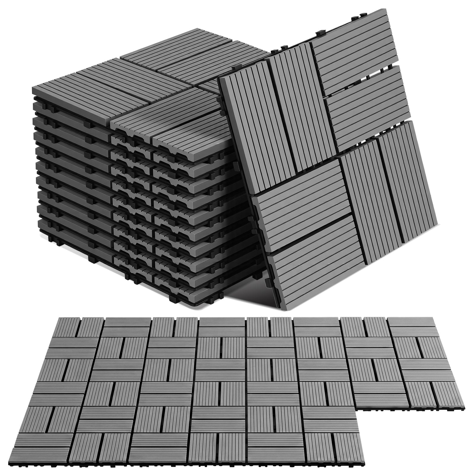 Lospitch PP Klickfliesen 30 x 30 cm für Terrasse und Pool