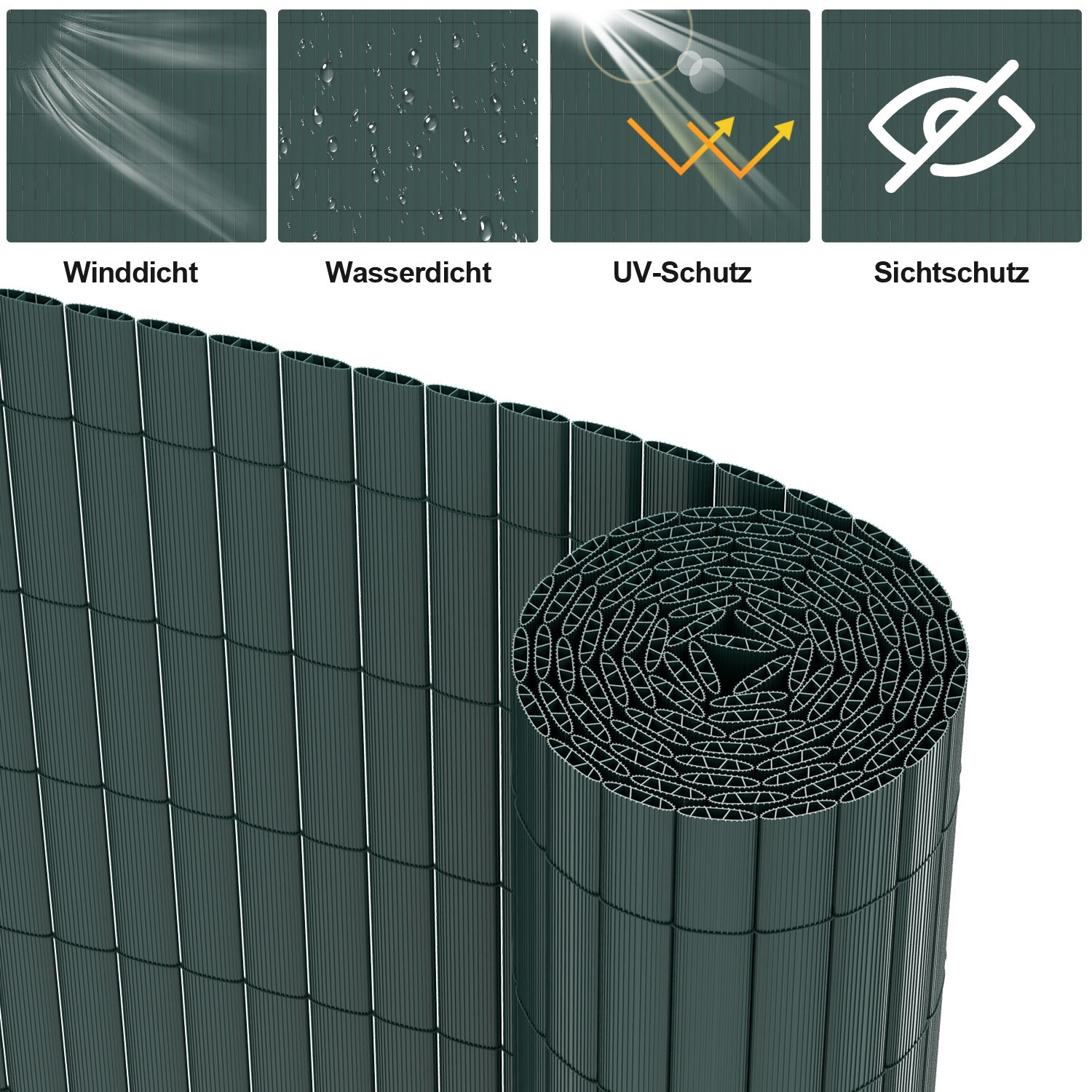 Lospitch PVC Sichtschutzmatte für Gartenzaun mit Kabelbindern wetterfest