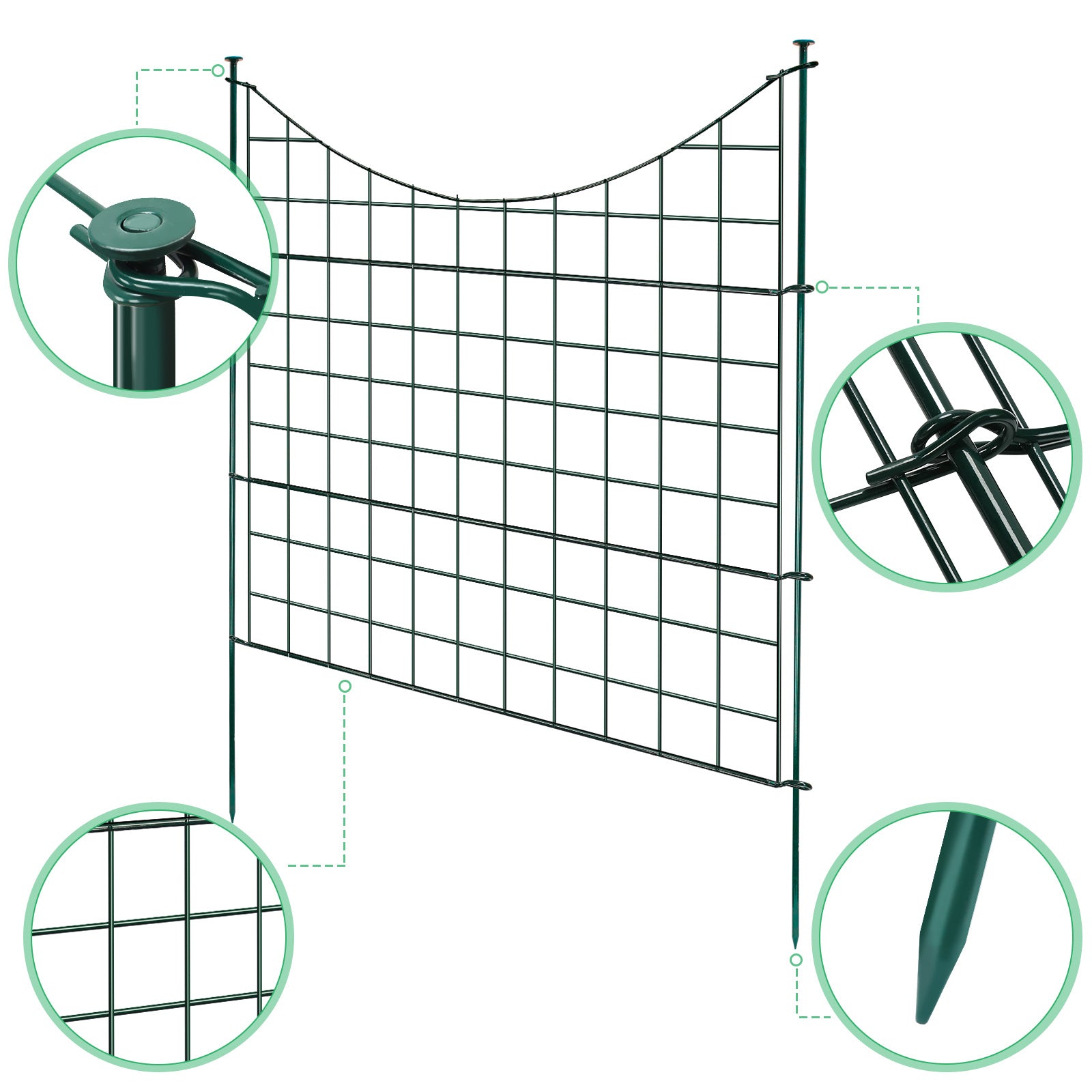 Lospitch Metall Gartenzaun 5er Set 3,74 m zum Stecken