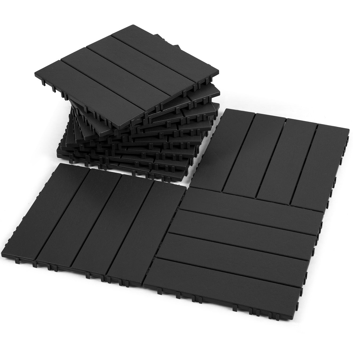 Lospitch Terrassenfliesen Kunststoff 30x30 cm Klickfliesen für Balkon und Terrasse