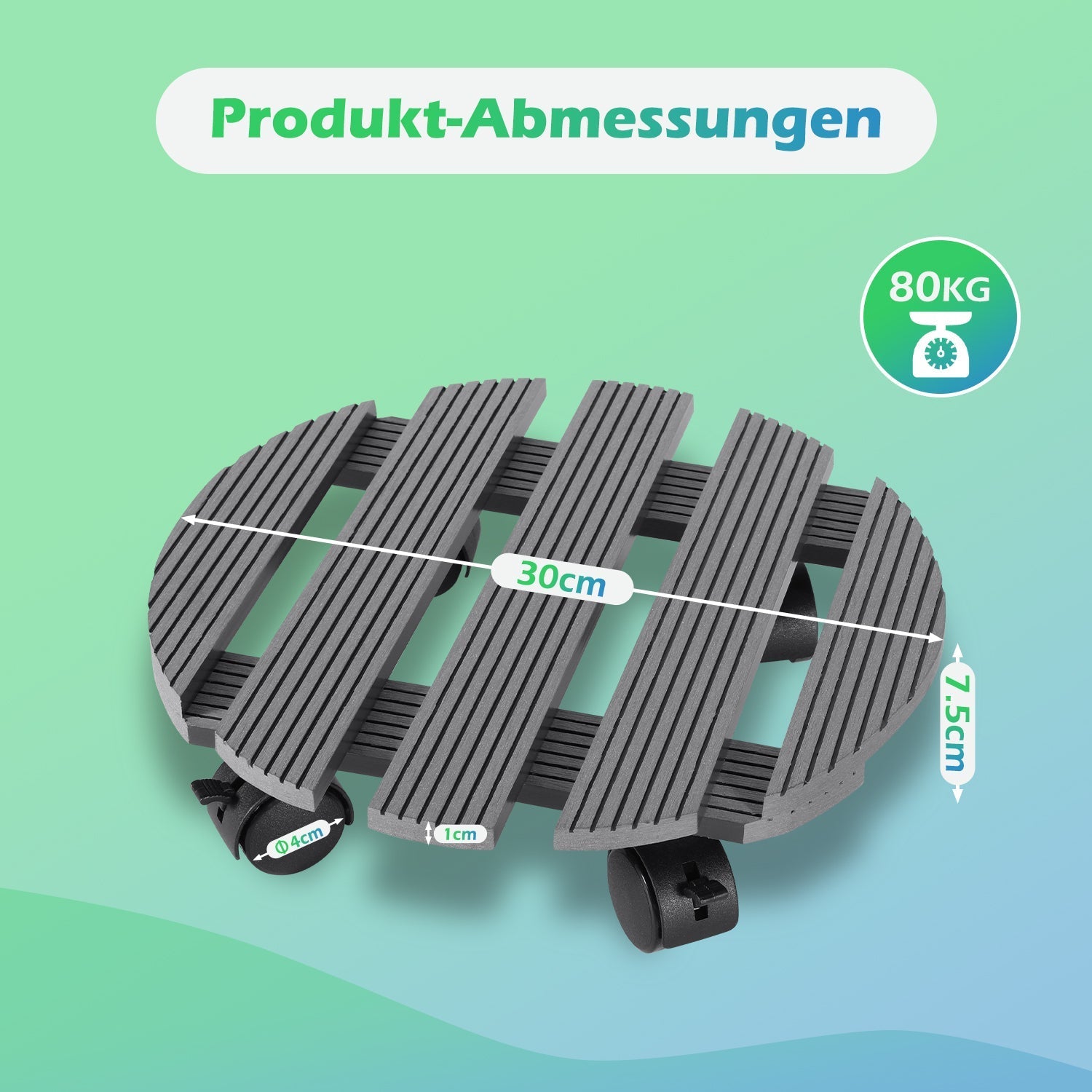 Lospitch WPC Pflanzenroller 30 x 30 cm für Blumentöpfe