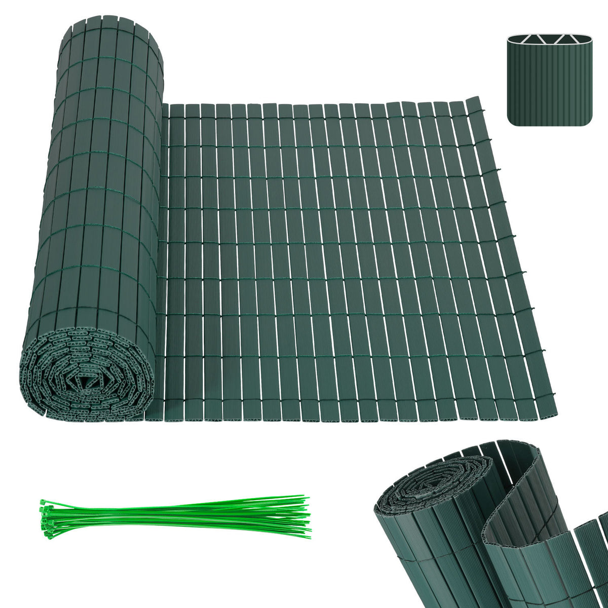 Lospitch PVC Sichtschutzmatte für Gartenzaun mit Kabelbindern wetterfest