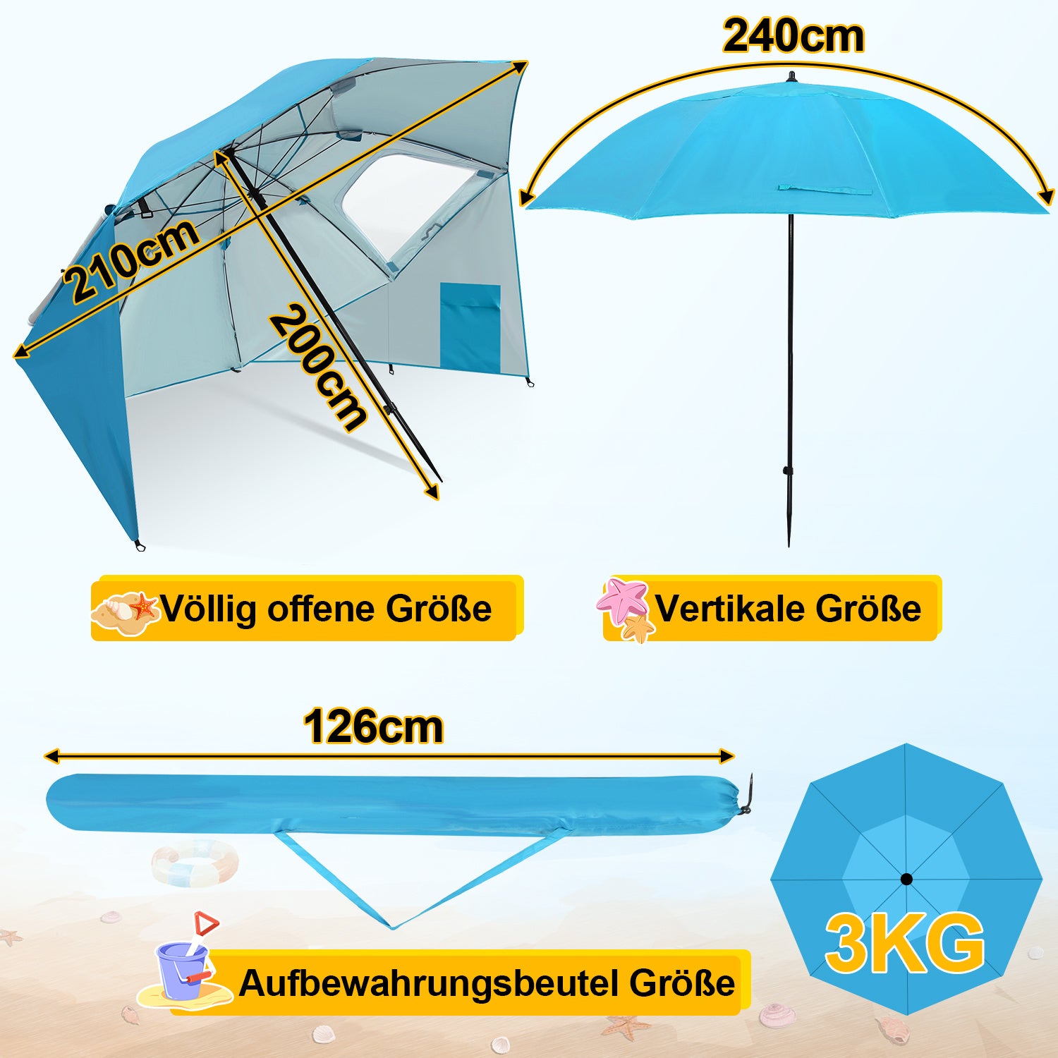 Lospitch Sonnenschirme eignen sich für Camping und Strände