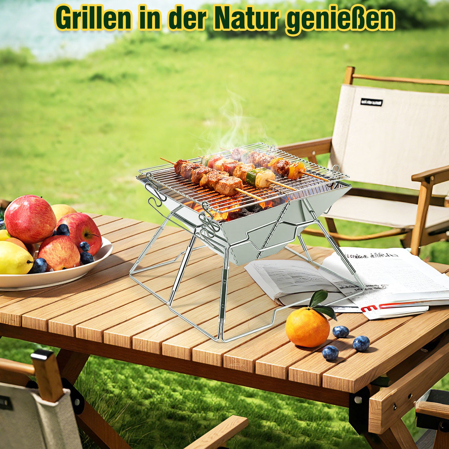 Lospitch Mini Campinggrill 31 x 31 cm klappbar