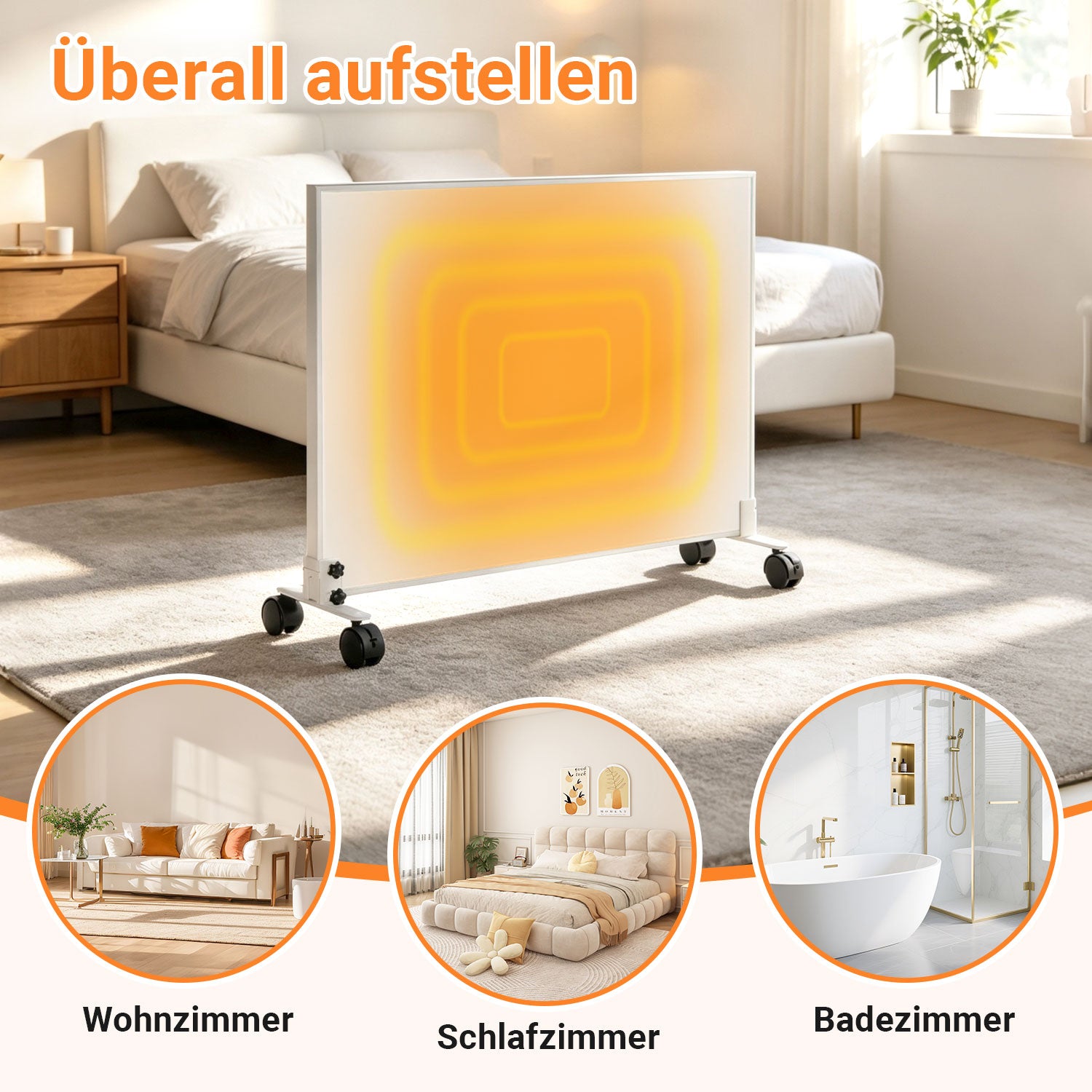 Lospitch Standfüße 2er Set für Infrarotheizung mit 360° Rollen und Feststellbremse